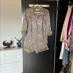One Teaspoon Camouflage and Leopard Print Romper